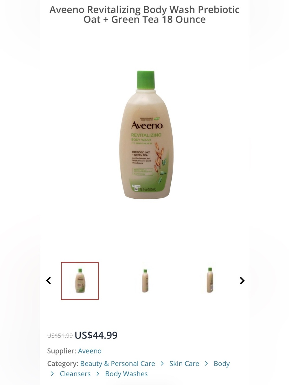 NEW Aveeno Revitalizing Body Wash - Green Tea & Prebiotic Oat - Picture 6 of 8